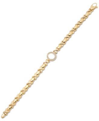 Diamond Circle Stampato Link Bracelet (1/6 ct. t.w.) in 14k Gold-Plated Sterling Silver