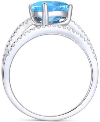 Amethyst (1-3/4 ct. t.w.) & Lab-Grown White Sapphire (3/8 ct. t.w.) Openwork Statement Ring in Sterling Silver (Also in Blue Topaz)