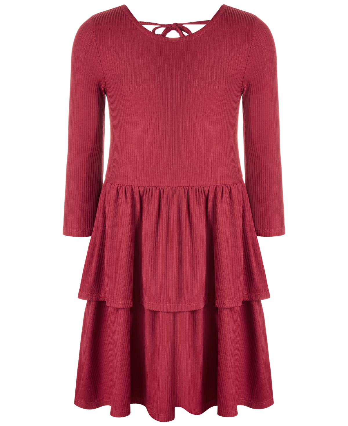 Epic Threads Kids' Big Girls Ribbed-knit Tiered Ruffled Dress, Created For Macy's In Chinese Apple