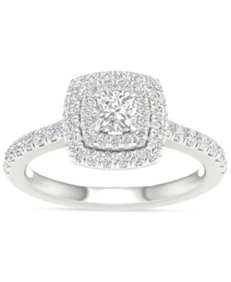 Diamond Cushion Double Halo Engagement Ring (3/4 ct. t.w.) in 14k White Gold