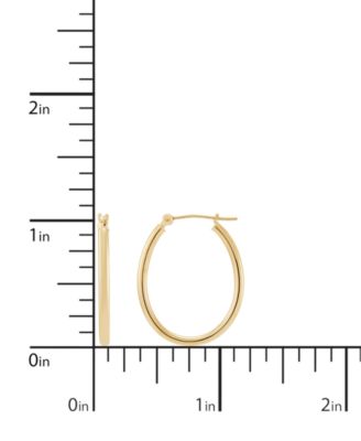 Polished Oval Tube Hoop Earrings in 10k Gold, 1 inch