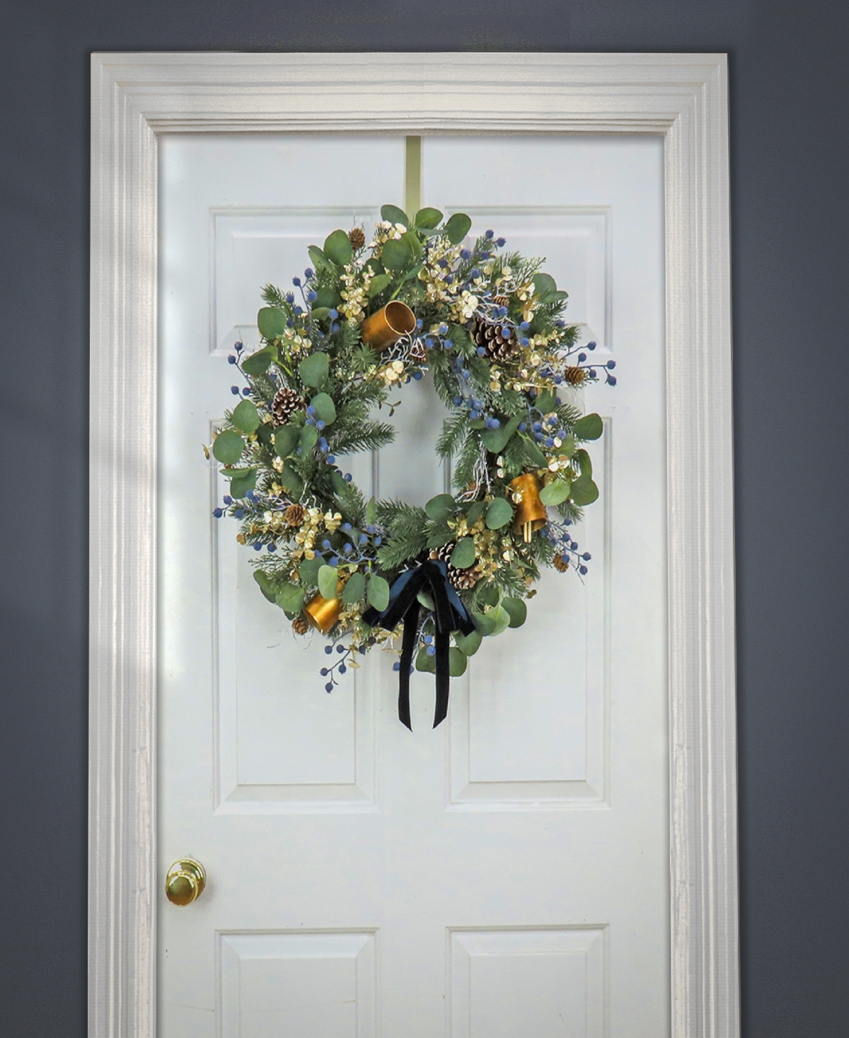 Shop National Tree Company 28" Hgtv Home Collection Swiss Chic Wreath In Blue