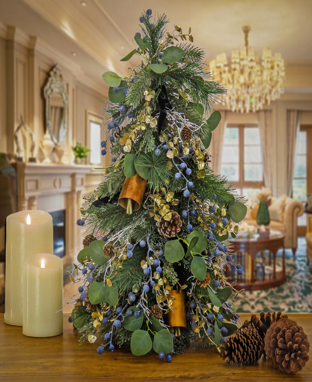 Shop National Tree Company 26" Hgtv Home Collection Swiss Chic Topiary Tree In Blue