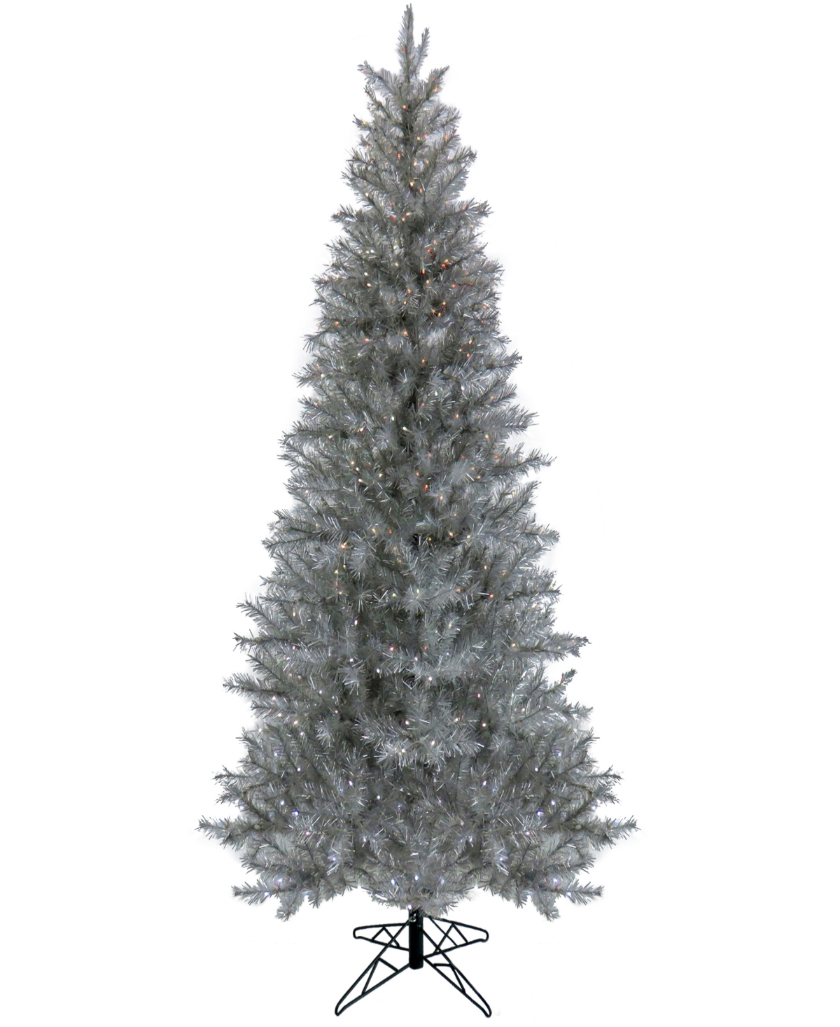 National Tree Company 7.5' Pre-lit Crystal Metallic Tree In Silver