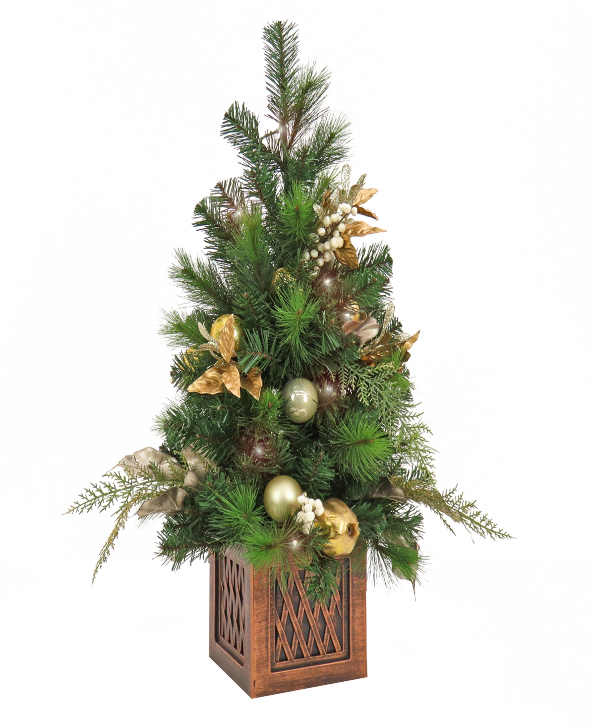 National Tree Company , 3' Christmas Yuletide Glam Decorated Table Top Tree In Pot, 35 Warm Led Lights- Battery Operated W In Green