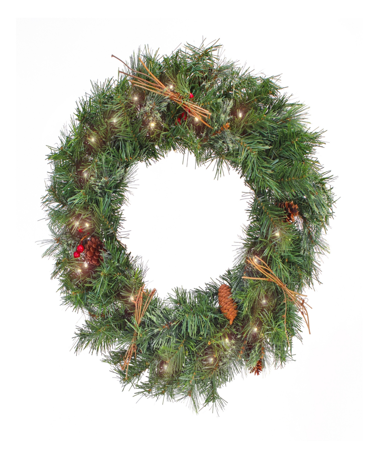 National Tree Company 24" Glistening Pine Wreath With Led Lights In Green