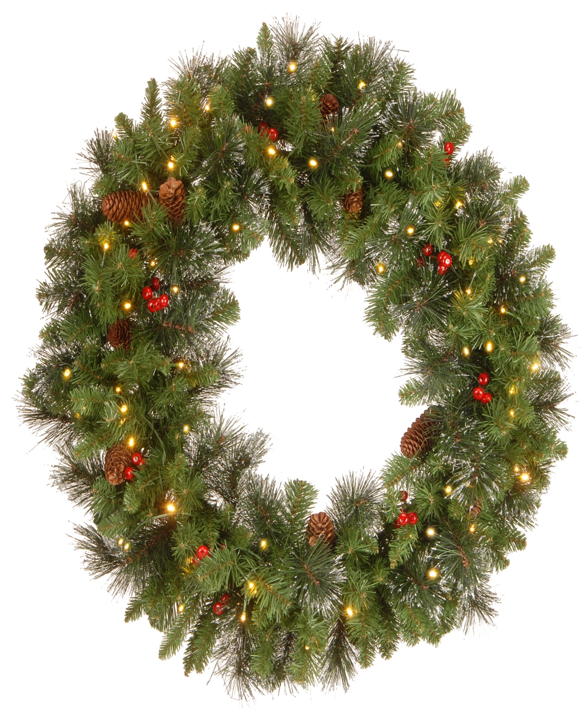 National Tree Company 30" Crestwood Spruce Wreath With Twinkly Led Lights In Green