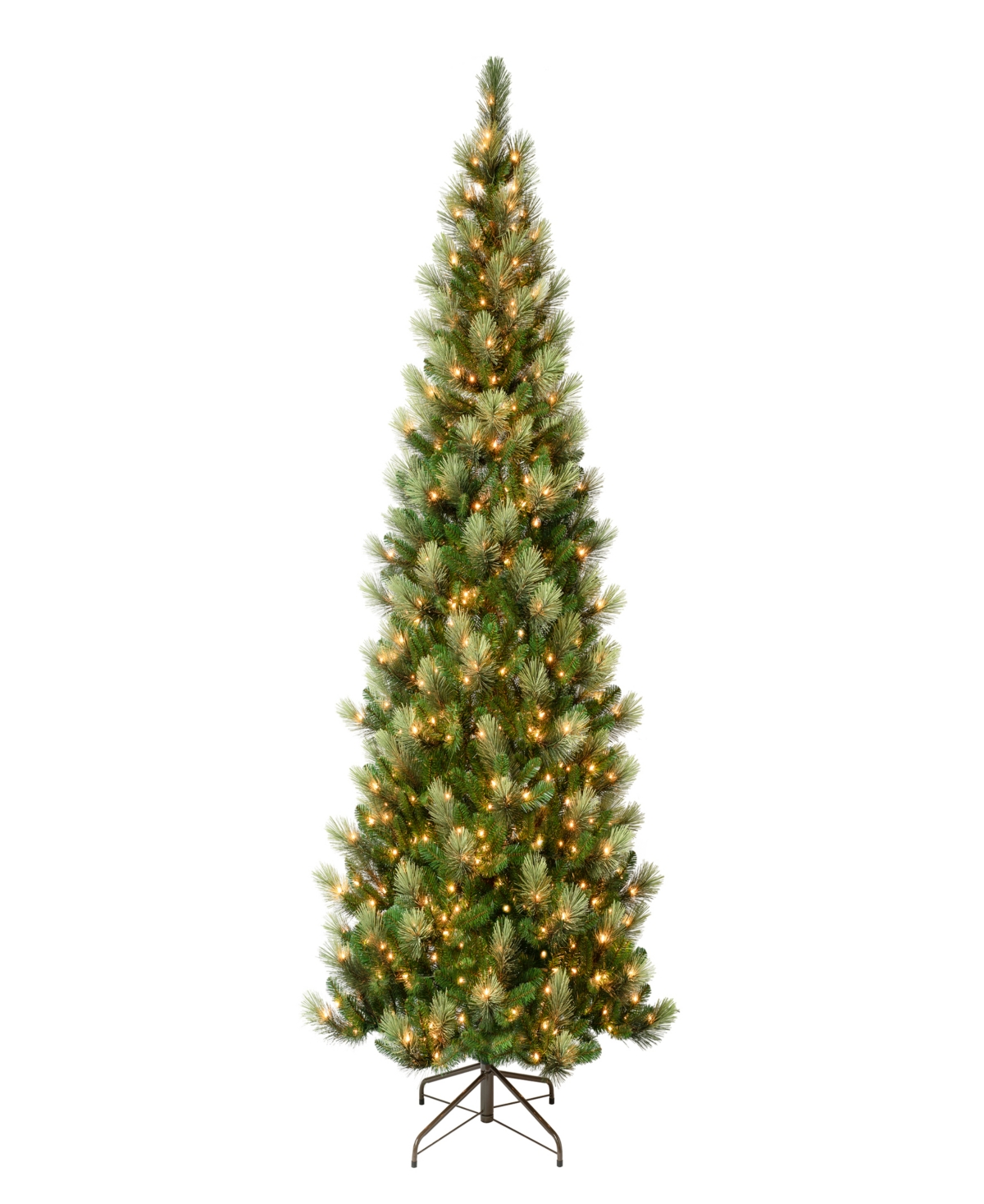 National Tree Company First Traditions 9' Charleston Pine Slim Tree With Clear Lights In Green