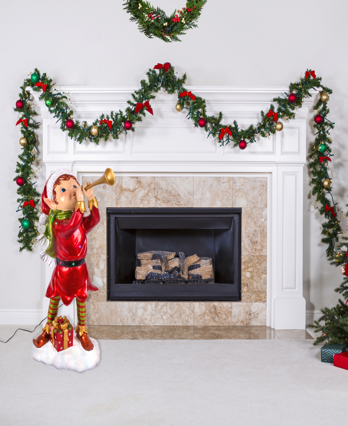 Shop National Tree Company 37' Horn Blowing Pixie Elf With Lights In Multi