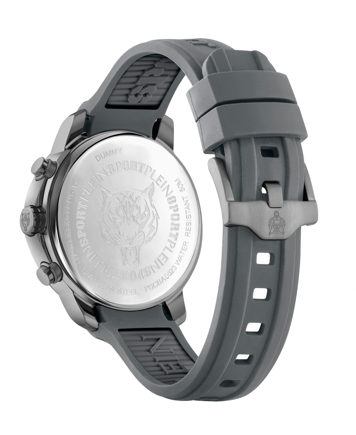 Shop Plein Sport Men's Chronograph Date Quartz Plein Gain Gray Silicone Strap Watch 43mm In Ion Plated Gunmetal