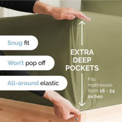 Extra Deep Pocket 18 - 24 Inch Microfiber Fitted Sheet - Queen