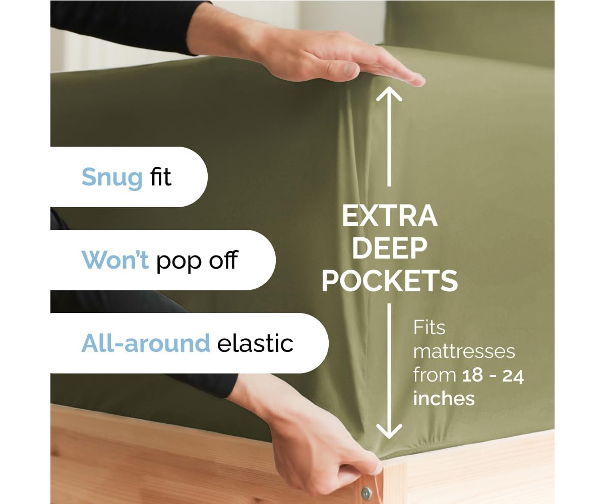 Cgk Unlimited Extra Deep Pocket 18 - 24 Inch Microfiber Fitted Sheet -