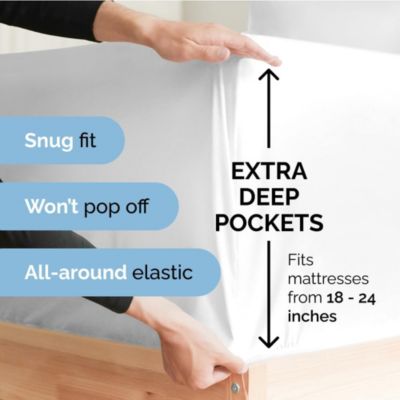 Extra Deep Pocket 18 - 24 Inch Microfiber Fitted Sheet - Queen