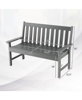 Garden Bench All-Weather HDPE 2-Person Outdoor Bench for Front Porch Backyard