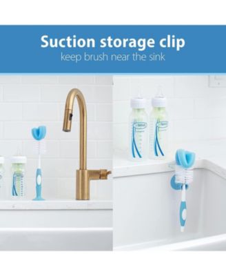 Baby Dr. Brown's Baby Bottle and Nipple Brush Soft Touch and Sponge Brush, Blue, 2 Pack