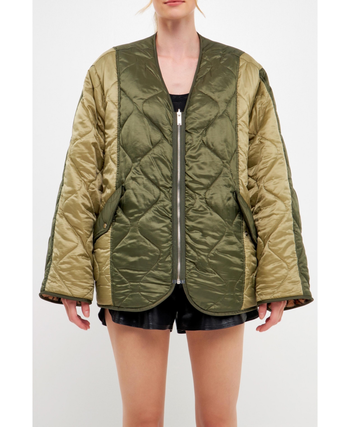 Women's Over Quilted Jacket - Olive