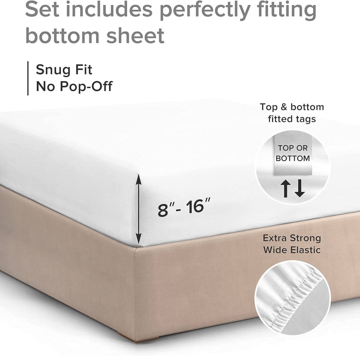 Cgk Unlimited Deep Pocket 14 - 16 Inch Microfiber Fitted Sheet -