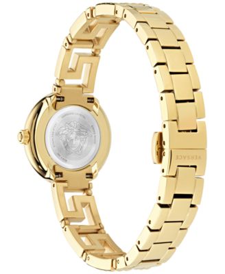 Women's Swiss Greca Goddess Gold Ion Plated Stainless Steel Cut-Out Bracelet Watch 28mm