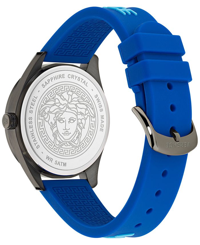 Versace Men's Swiss VVertical Blue Silicone Strap Watch 42mm Macy's