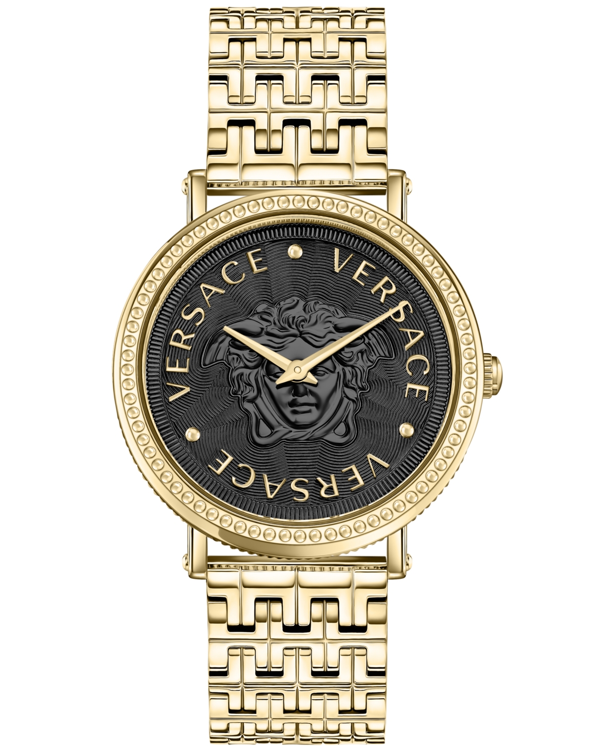 Versace Women's V-dollar Ion-plated Gold-tone Stainless Steel Bracelet Watch 37mm In Ip Yellow Gold