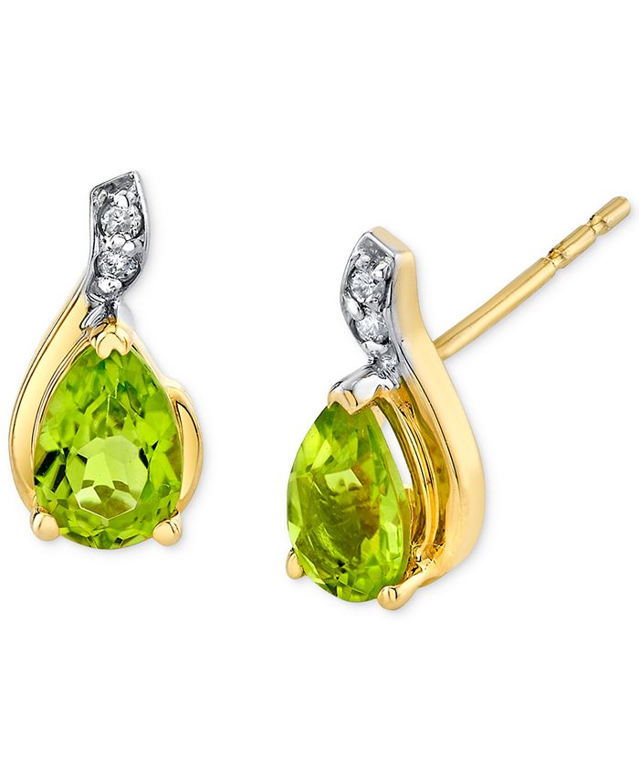 Macy s Peridot 7 8 ct. tw. Diamond Accent Pear Stud Earrings
