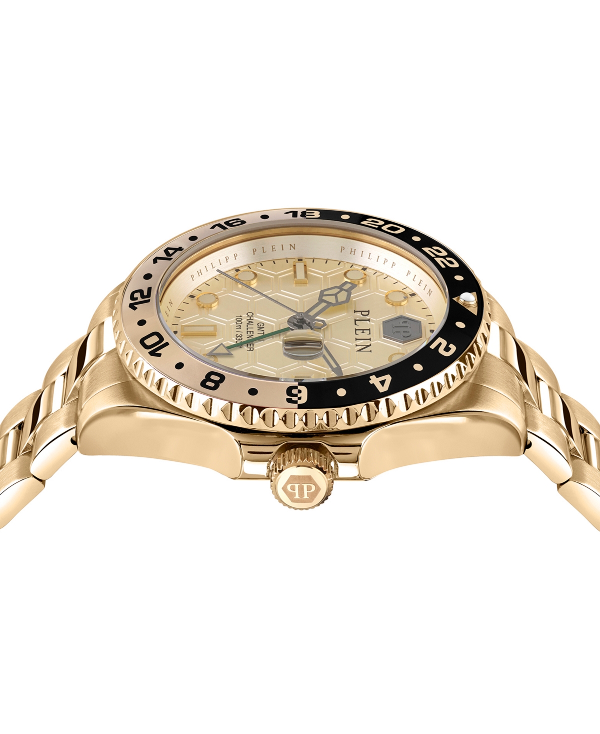 Philipp Plein Men's Gmt-i Challenger Gold-tone Stainless Steel Bracelet Watch 44mm In Ip Yellow Gold