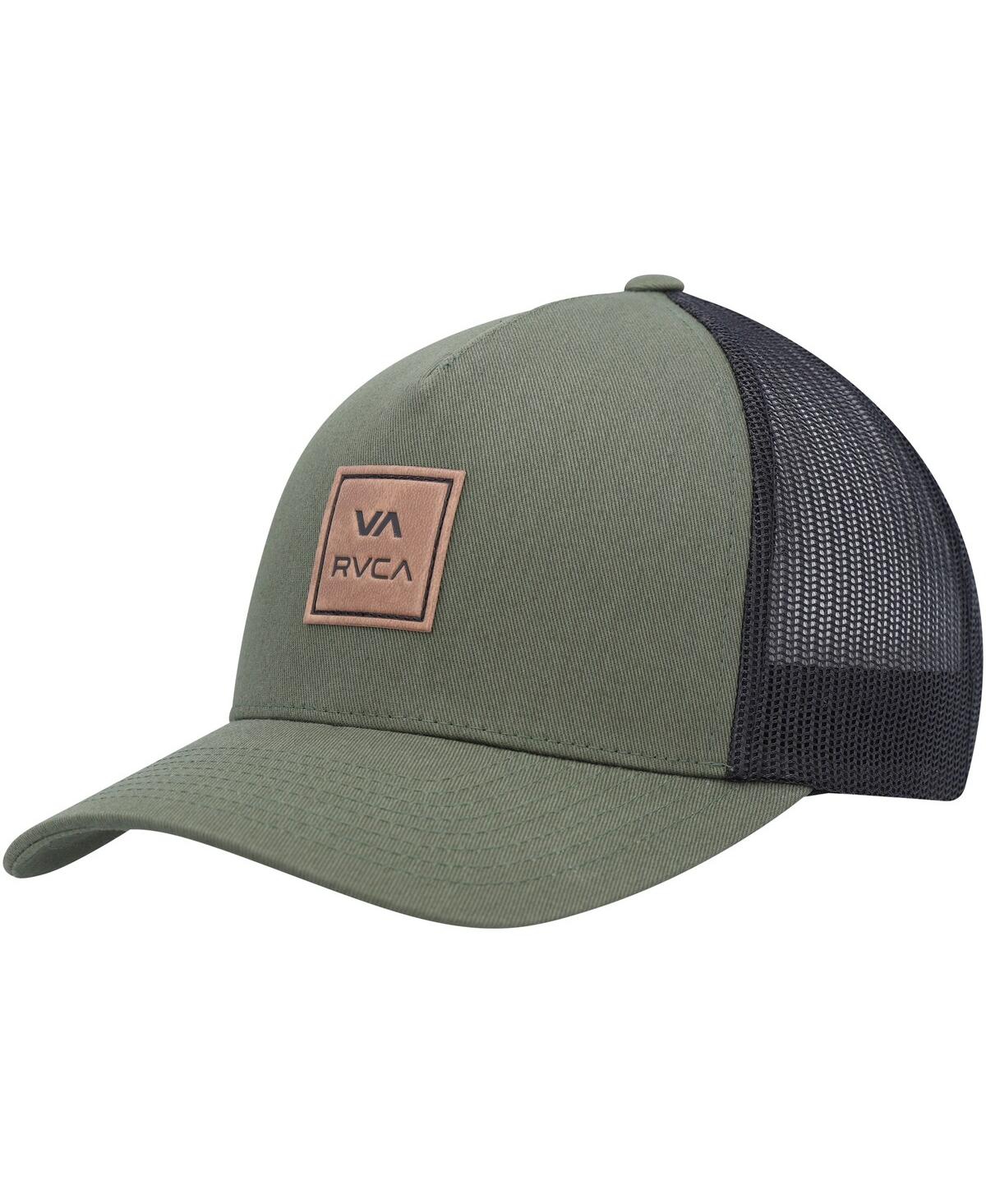 Rvca Men's  Olive, Black Va All The Way Trucker Snapback Hat In Olive,black
