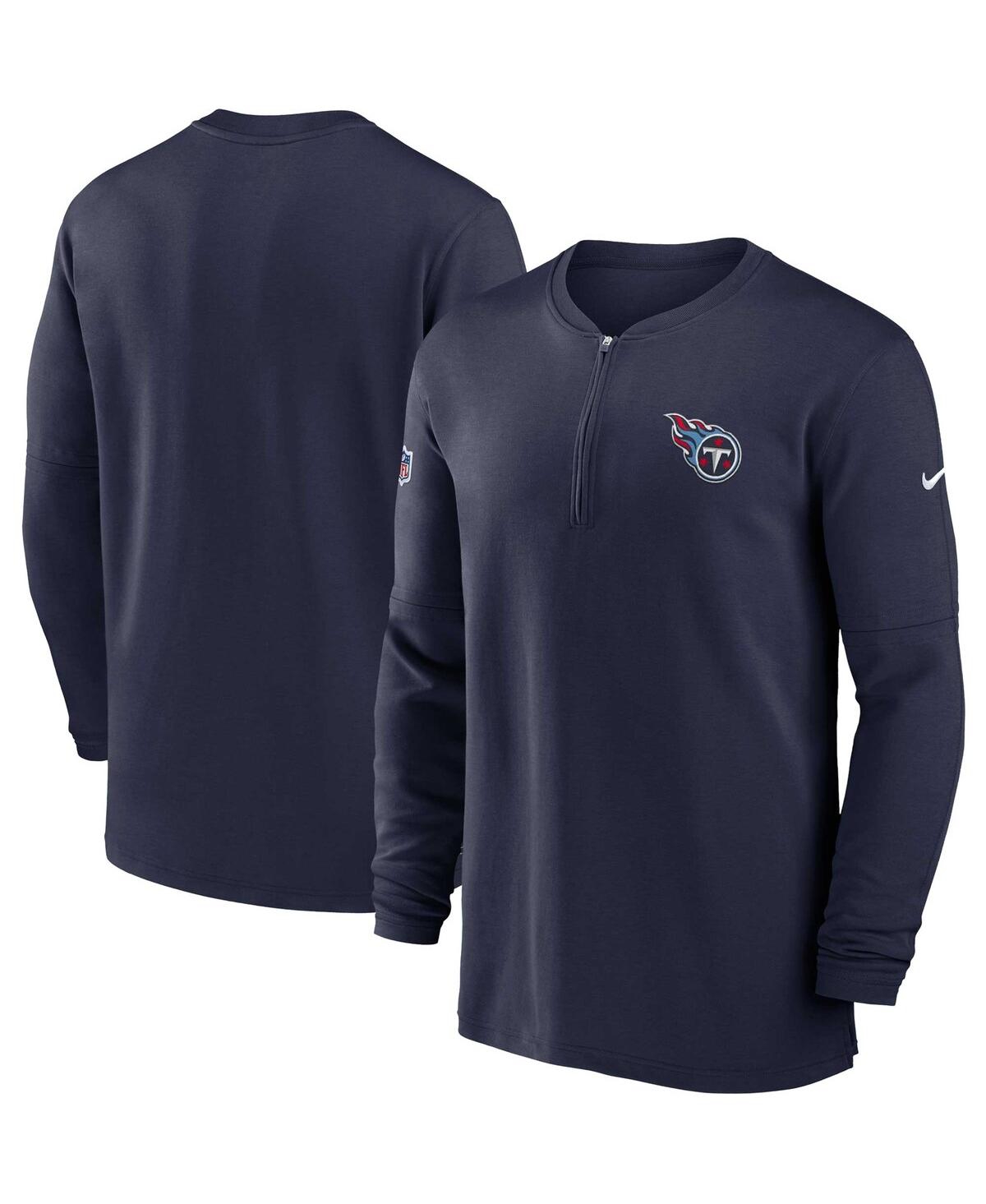 Nike Navy Tennessee Titans 2023 Sideline Performance Long Sleeve Tri-blend Quarter-zip Top In Navy