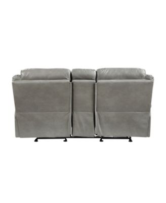 White Label Calico 80" Double Glider Reclining Love Seat with Center Console, Power Outlets, Hidden Drawer and USB Ports