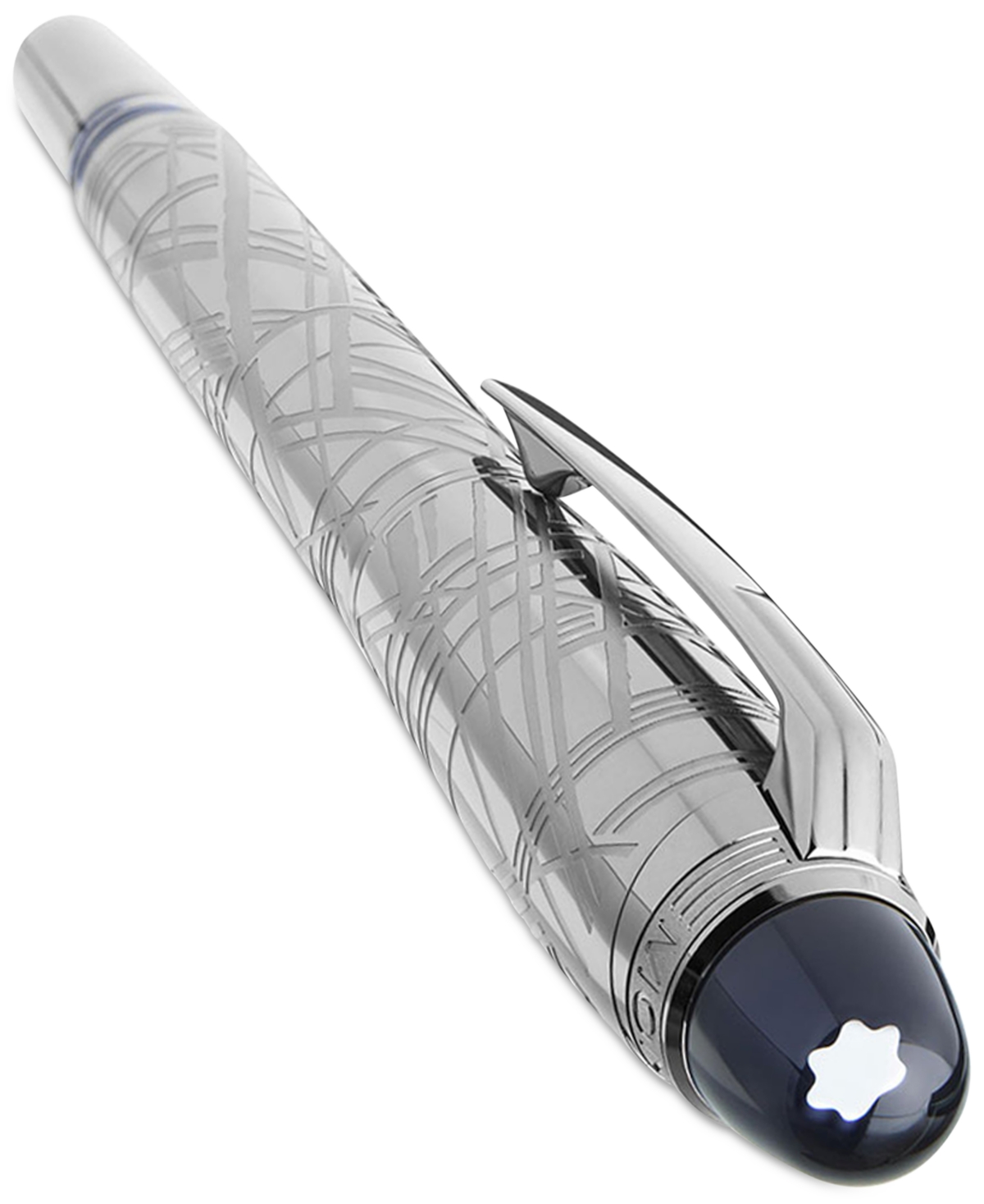 Montblanc Starwalker Space Blue Metal Fineliner Pen In Silver
