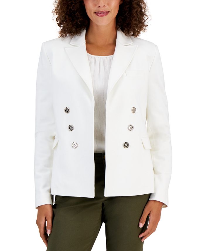 White ponte blazer hotsell