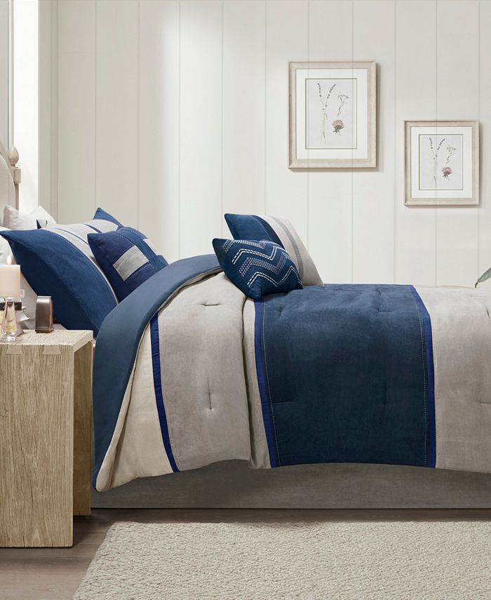 Madison Park - Genevieve 7 Piece Comforter Set - King - Navy