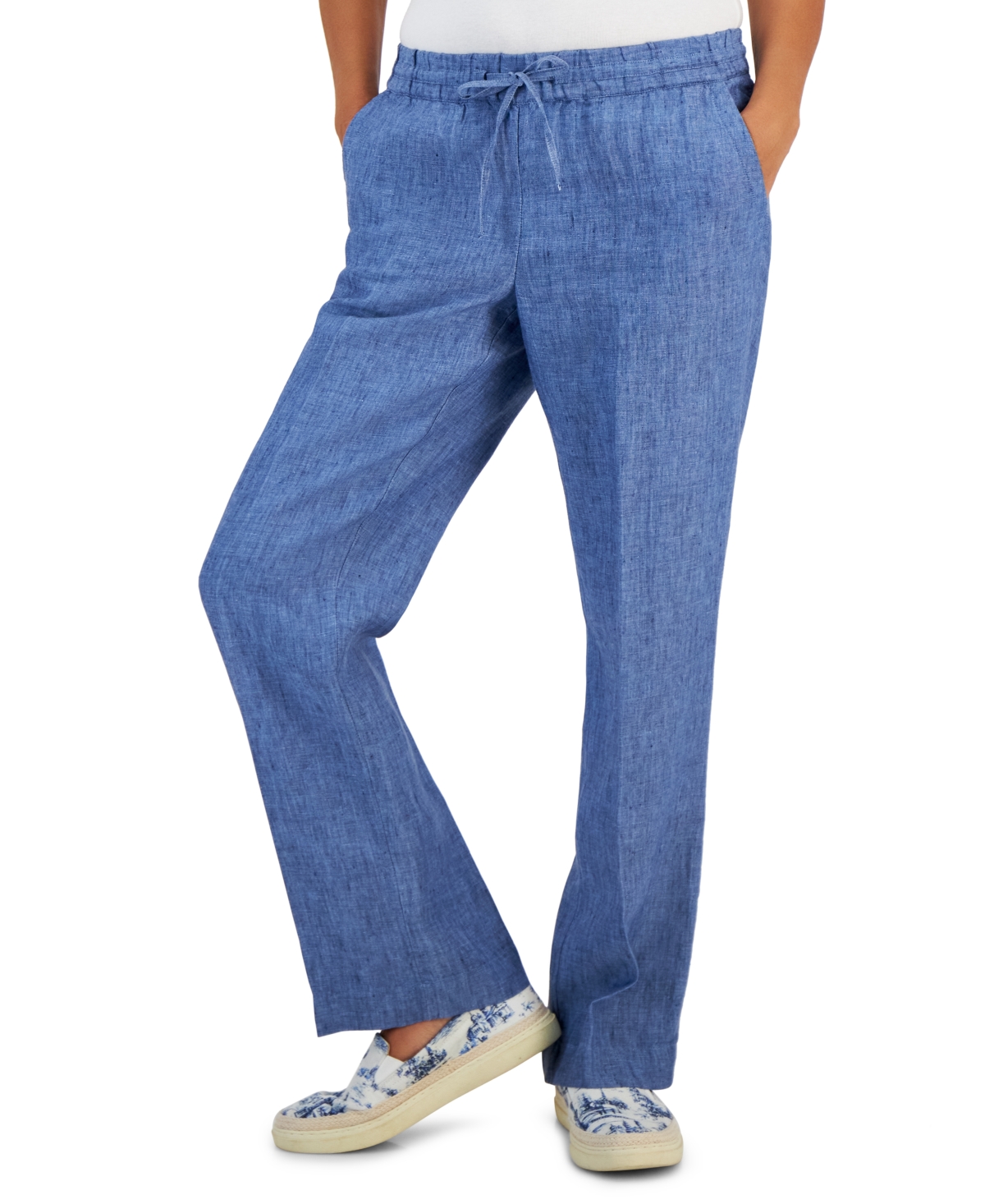 Charter Club Petite 100 Linen Drawstring Pants Created for Macy s Bright White Smart Closet