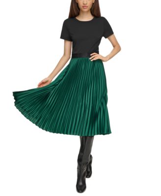 KARL LAGERFELD PARIS - Women's Pleated-Skirt Midi Dress