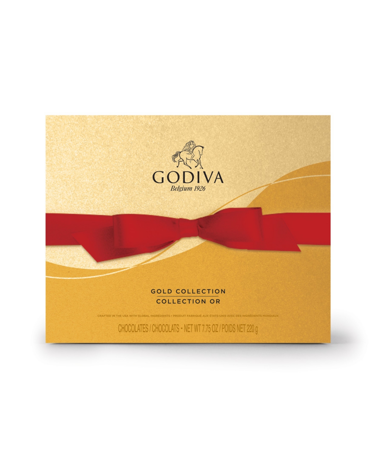 Godiva Assorted Chocolate Gold Gift Box, Red Ribbon, 18 Piece In No Color