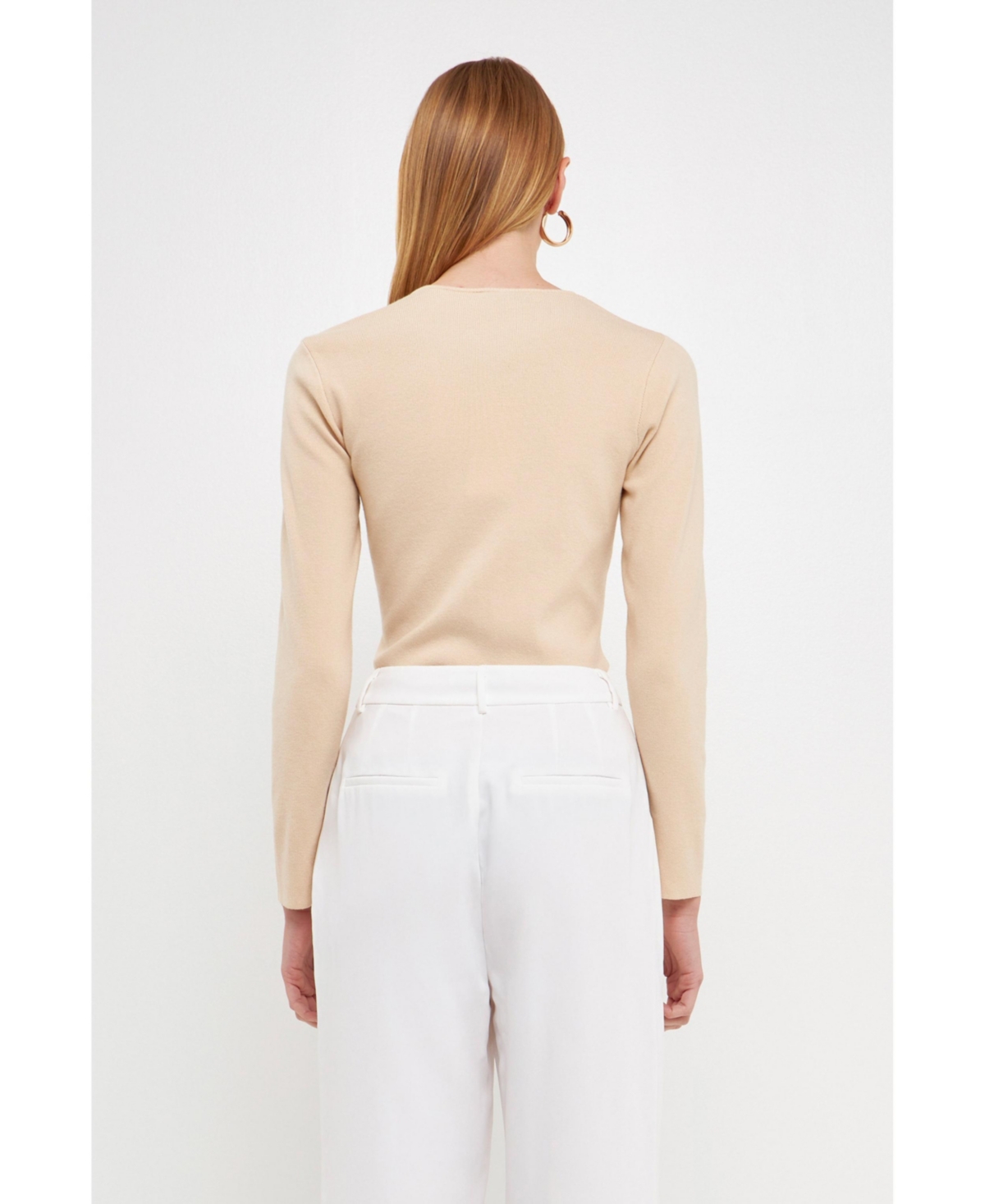 endless rose Women's Cut out Long Sleeve Knit Top