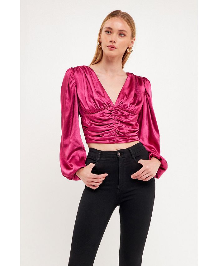 endless rose Women's Satin Ruched Top - Macy's