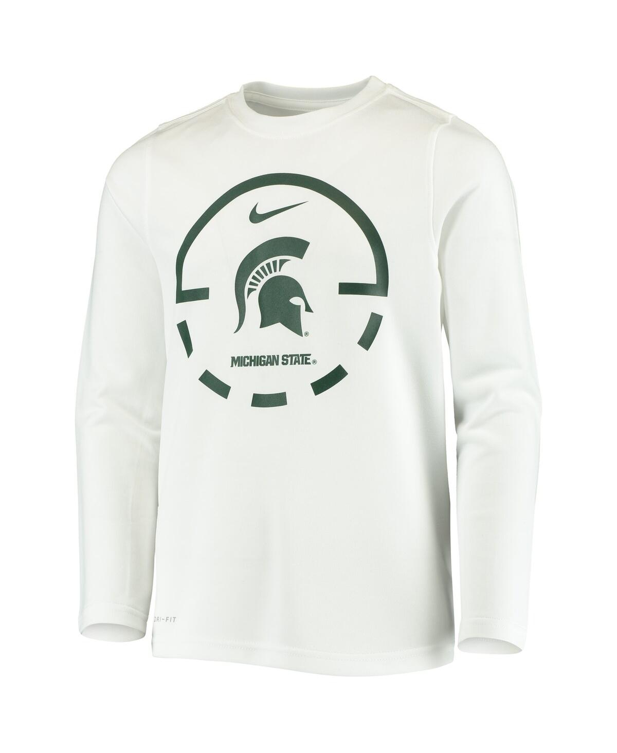 Shop Nike Big Boys  White Michigan State Spartans Basketball Legend Performance Long Sleeve T-shirt