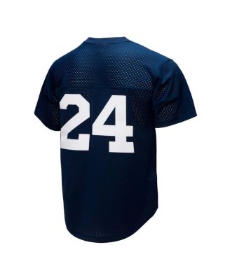 Men's Rickey Henderson Navy New York Yankees Cooperstown Collection Mesh Batting Practice Button-Up Jersey
