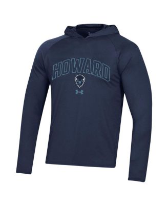 Men's Navy Howard Bison 2023 Sideline Tech Hooded Raglan Long Sleeve T-shirt