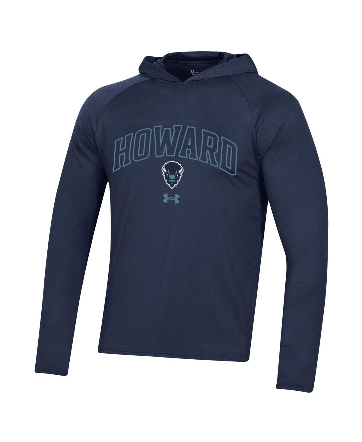 Under Armour Men's  Navy Howard Bison 2023 Sideline Tech Hooded Raglan Long Sleeve T-shirt In Navy