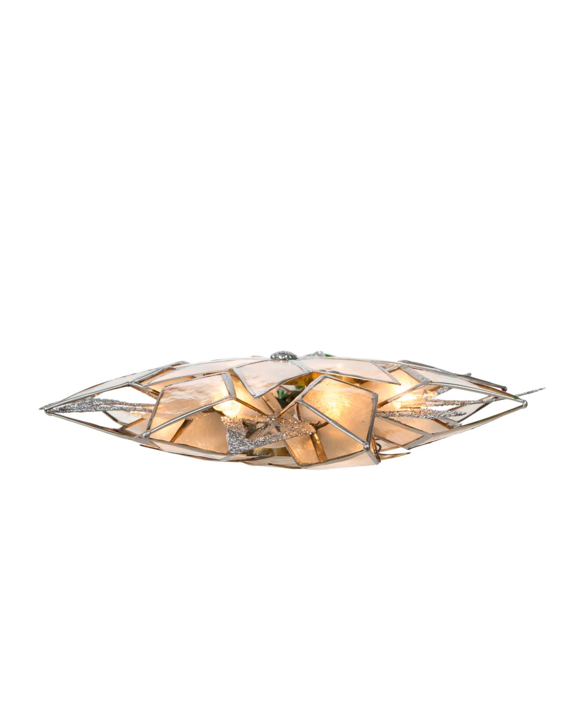Kurt Adler 10-light 8-point Glitter Capiz Star Tree Topper In Silver