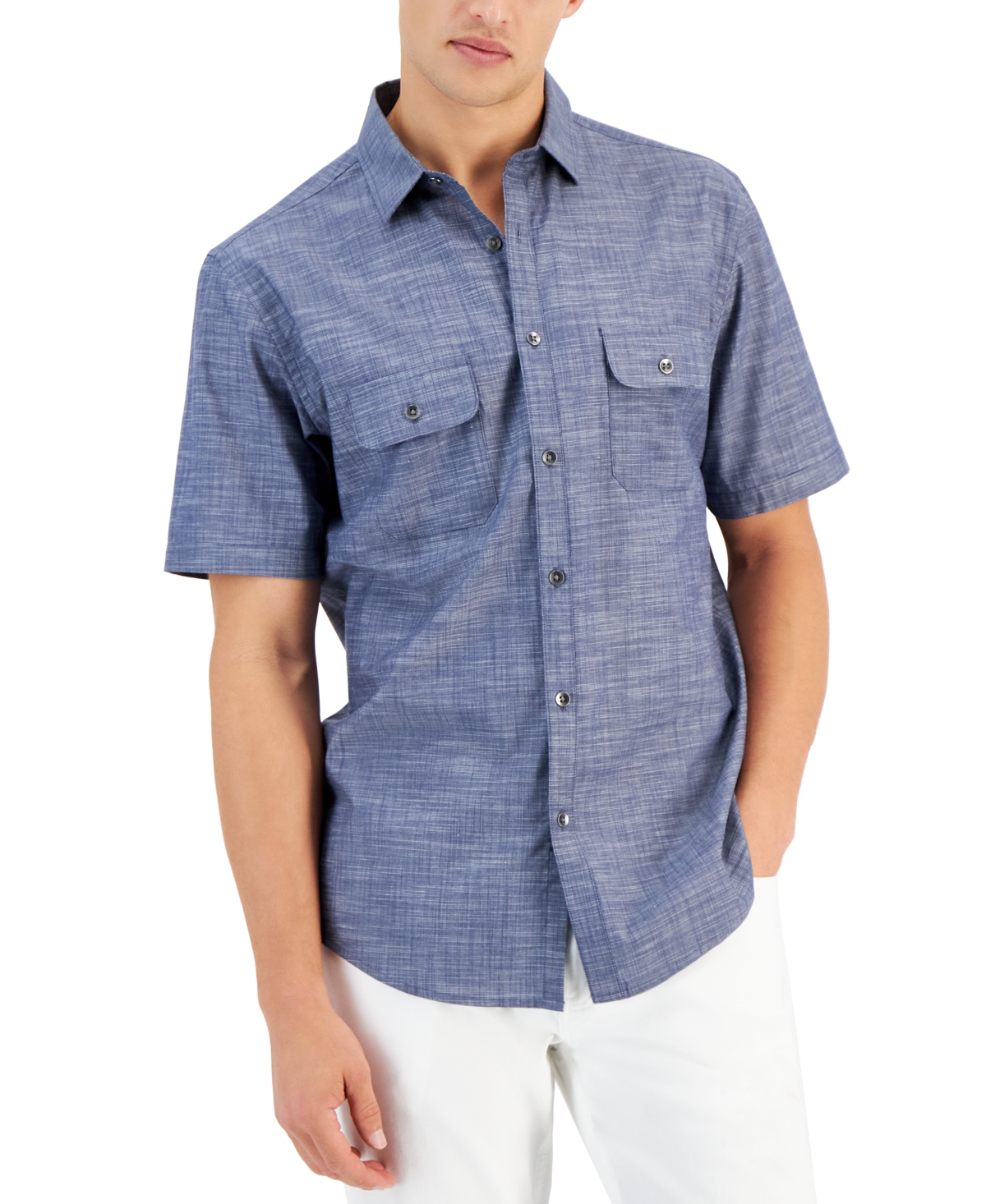 Shop Alfani Men's Warren Shirt, Created For Macy's In Dress Blue