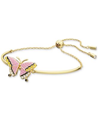 Swarovski Gold-Tone Multicolor Pavé Butterfly Slider Bracelet