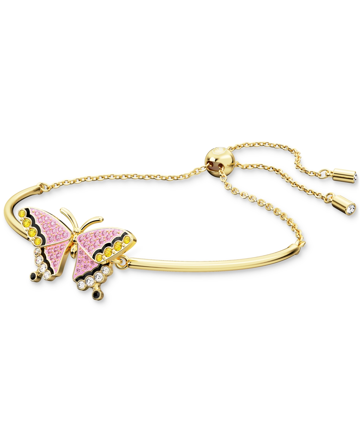 Swarovski Gold-Tone Multicolor Pave Butterfly Slider Bracelet