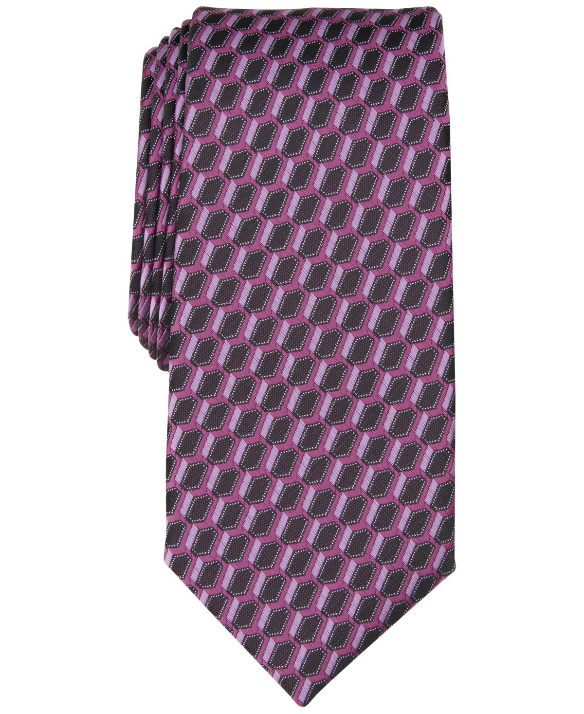 Alfani Men's Empire Geo-print Tie, Created For Macy's In Pink