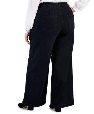 Plus Size Wide-Leg High-Rise Jeans, Exclusively Macy's