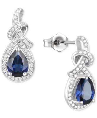 Amethyst (1-1/4 ct. t.w.) & Lab-Grown White Sapphire (1/3 ct. t.w.) Swirl Drop Earrings in 14k Gold-Plated Sterling Silver (Also in Additional Gemstones)