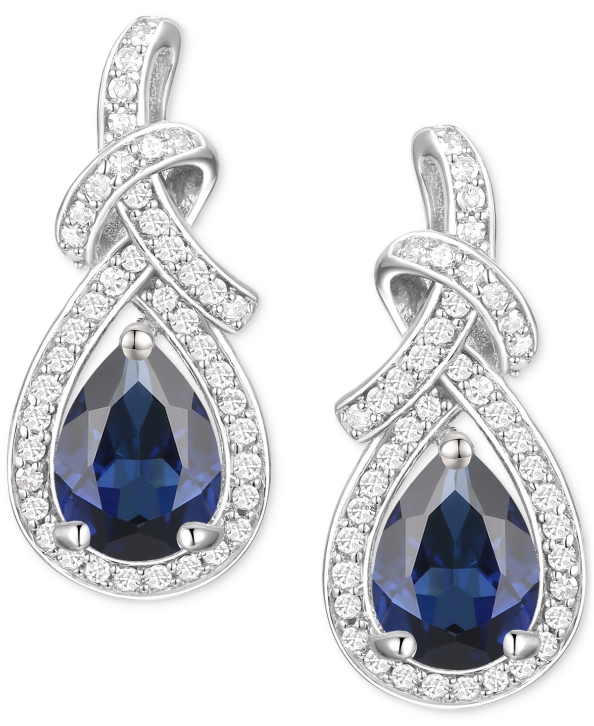 Amethyst (1-1/4 ct. t.w.) & Lab-Grown White(1/3 ct. t.w.) Swirl Drop Earrings in 14k Gold-Plated Sterling Silver (Also in Additional Gemston
