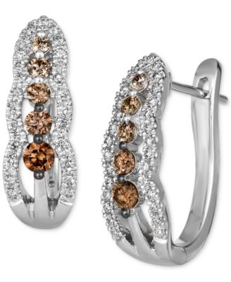 Le Vian - Chocolate Ombr&eacute; & Vanilla Diamonds Hoop Earrings (5/8 ct. t.w.) in Platinum